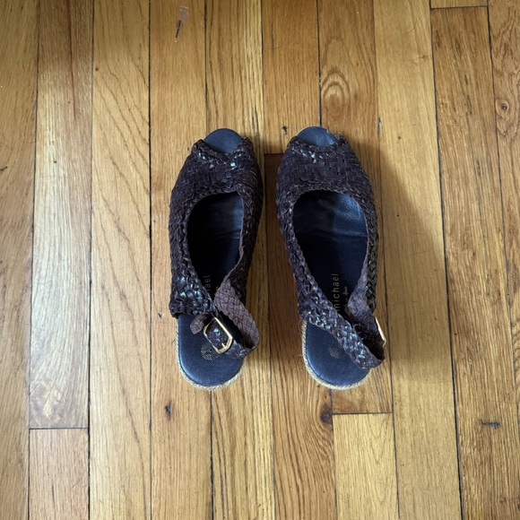 Eric Michael brown woven leather wedge jute espadrilles - Picture 4 of 6